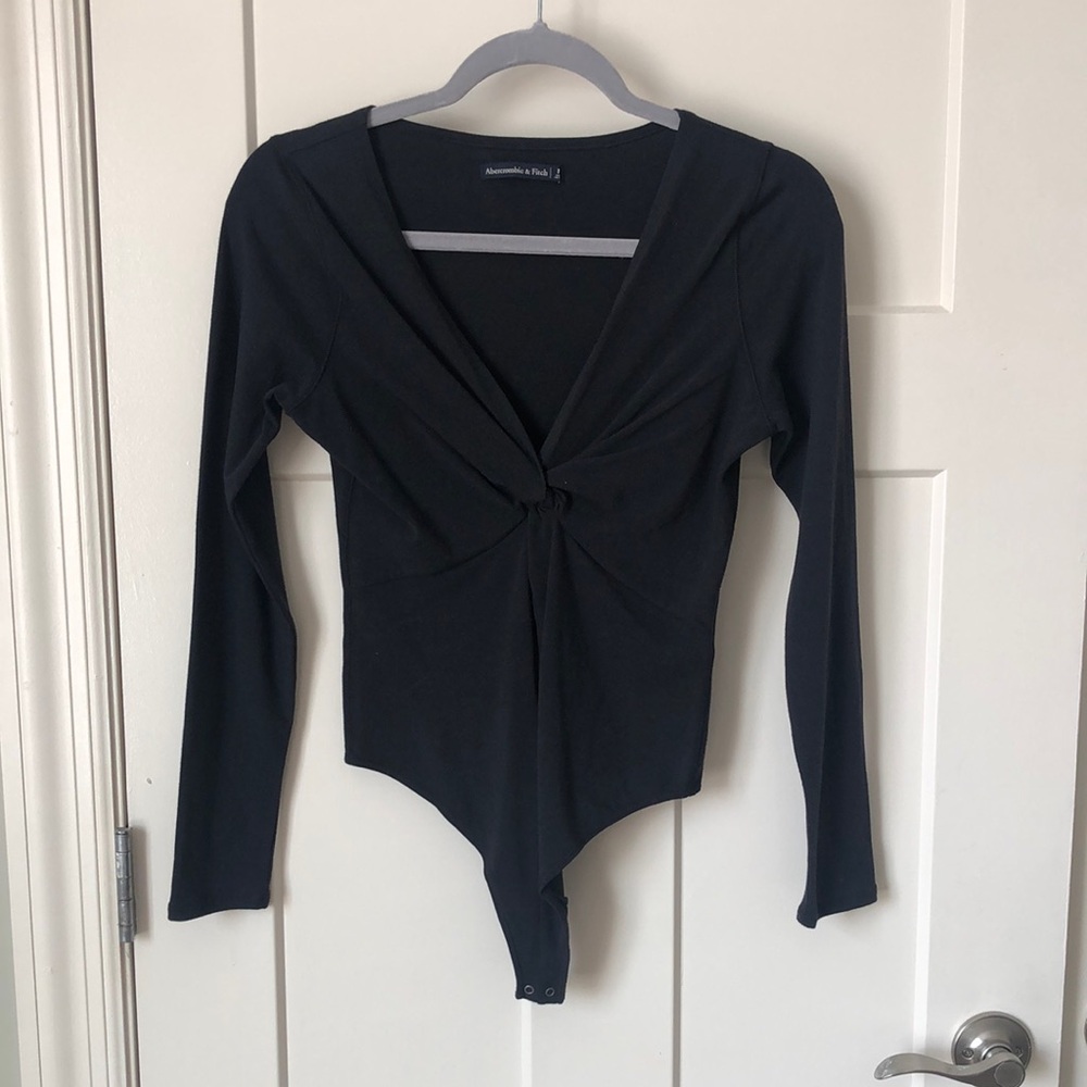 Abercrombie & Fitch Black Twist Front Bodysuit